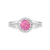 Stribrny prsten s kulatym opalem a krystaly Swarovski Light Fuchsia maly (Stribro 925/1000) - A