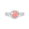 Stribrny prsten s kulatym opalem a krystaly Swarovski Peach Pastel maly (Stribro 925/1000) - A