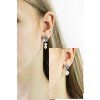 Ocelove nausnice puzety list s bilou perlou (kazda nausnice je jina) - C