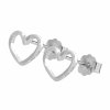 Stribrne nausnice puzety obrysove srdce bez krystalu - b (Stribro 925/1000)