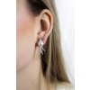 Stribrne nausnice puzety s ricni perlou zdobenou ruzne dlouhymi paprsky Swarovski Crystal - c (Stribro 925/1000)
