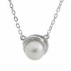 Stribrny nahrdelnik s ricni perlou v kovovem venecku bez krystalu - a (Stribro 925/1000)
