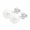 Stribrne nausnice puzety samostatna ricni perla White - b (Stribro 925/1000)