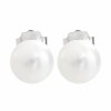 Stribrne nausnice puzety samostatna ricni perla White - a (Stribro 925/1000)