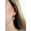 Stribrne nausnice visaci s ricni perlou a jednim satonem Swarovski Crystal - c (Stribro 925/1000)
