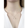 Stribrny nahrdelnik s ricni perlou a jednim satonem Swarovski Crystal - c (Stribro 925/1000)
