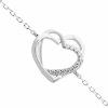 Stribrny naramek dve propojena srdce s Kubickymi zirkony Crystal - b (Stribro 925/1000)