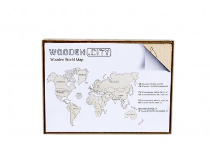 Dřevěná mapa světa velikosti XL