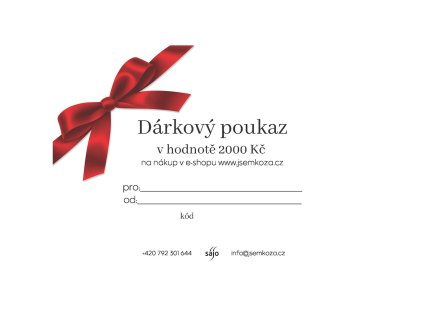 Dárkový poukaz 2000 Kc SAJO jsemkoza.cz