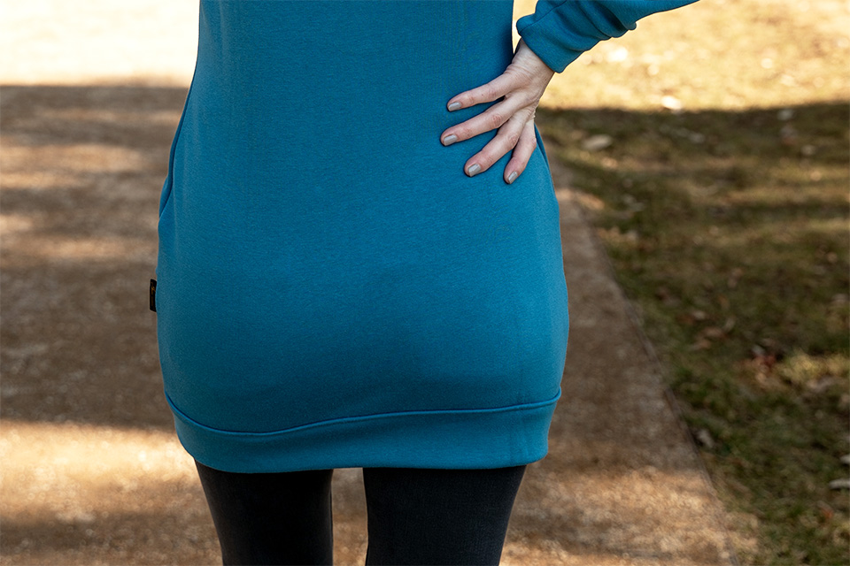 Dámská dlouhá mikina na zip s kapucí Petrolejová | Jsem máma – česká kvalita