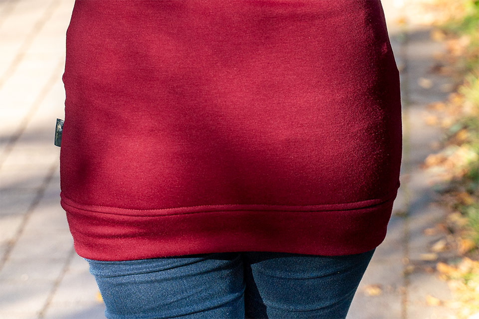 Dámská dlouhá mikina na zip s kapucí Bordó | Jsem máma – česká kvalita