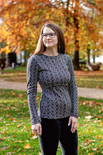 Kojicí tričko Jsem máma, 100% merino, černé vlny