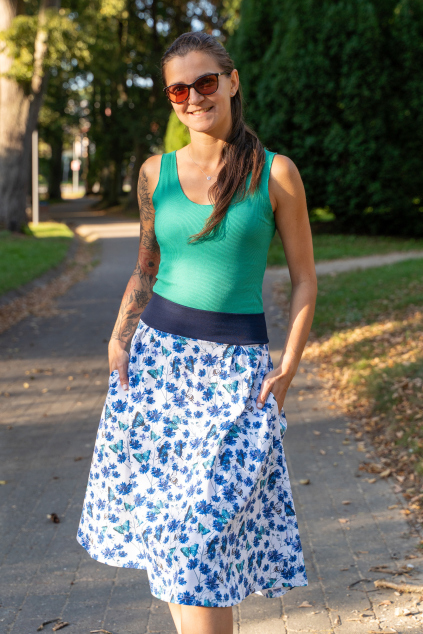 Dámská bavlněná sukně s kapsami, Motýlci