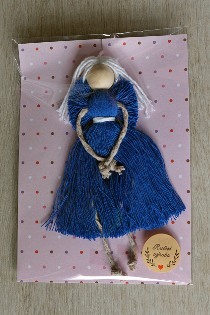 Macrame anděl andělka v modrých šatech | Jsem máma