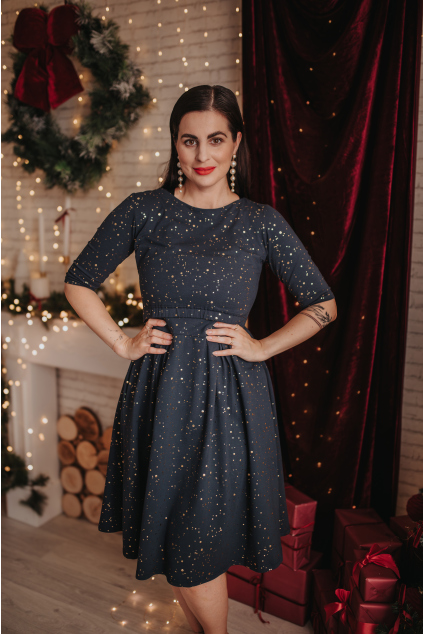 Společenské tmavě modré šaty na svatbu kojící těhotenské