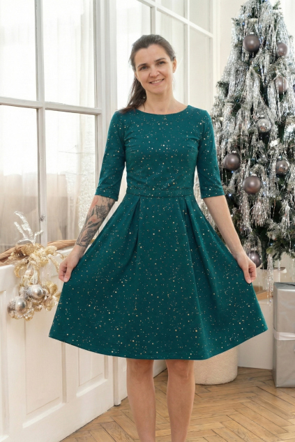 Květované kojicí šaty tmavě modré s květy společenské kojící šaty na křtiny