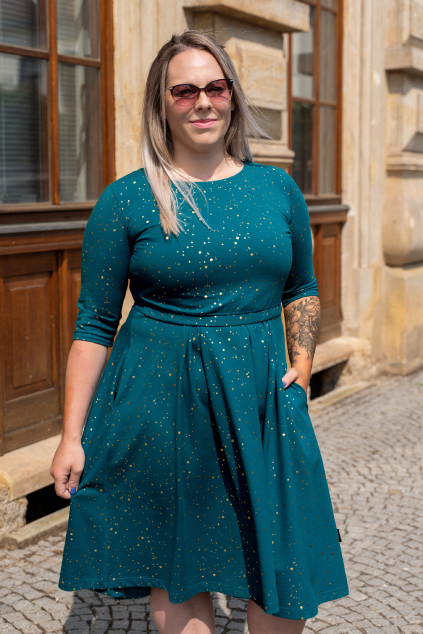 Společenské kojící šaty na svatbu tyrkysové modré na křtiny do kostela