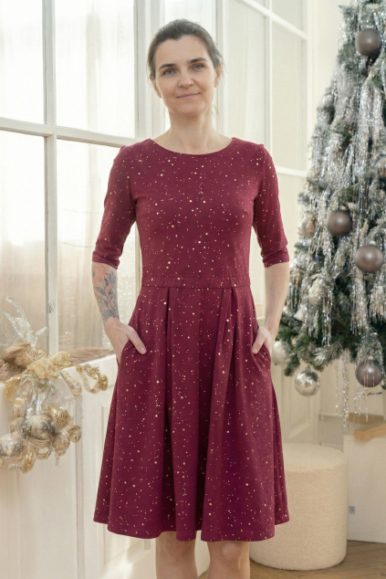 Společenské kojící růžové bavlněné šaty na vítání občánků