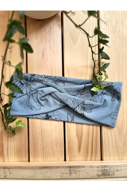 Modrá čelenka dámská dětská bavlněná