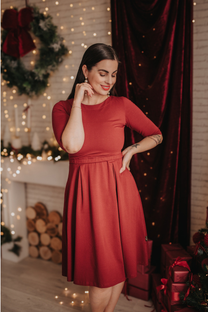 Společenské kojicí šaty bordo červené bavlněné Jsem máma