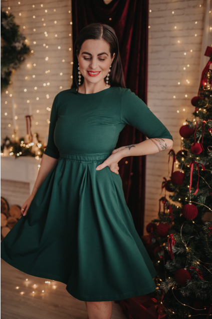 Kojící těhotenské a kojící šaty lahvově zelené Jsem máma