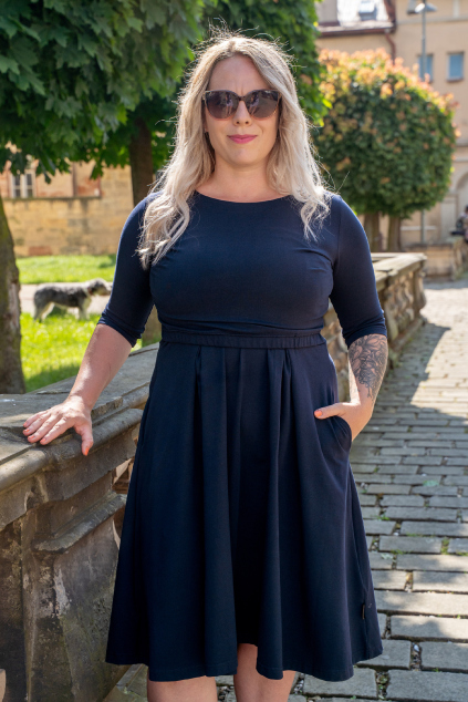 Kojící těhotenské a kojící šaty tmavě modré Jsem máma