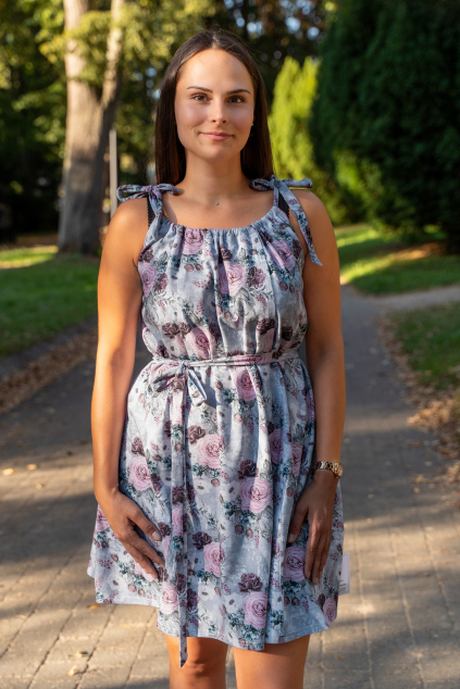 Letní kojící šaty na ramínka bavlněné květované Jsem máma