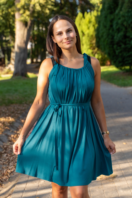 Letní tehotenské a kojící šaty na svatbu modré