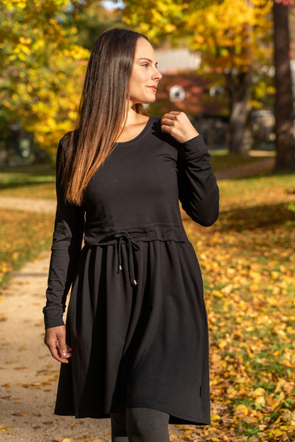 Zimní bambusové kojicí šaty Sydney černé | Jsem máma