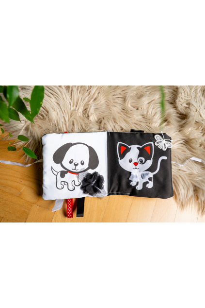 Kontrastní hmatová knížka černobílé leporelo  pro miminka