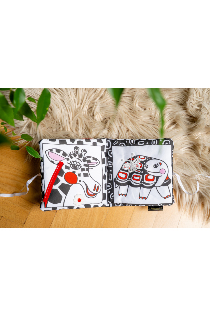 Kontrastní hmatová knížka černobílé leporelo  pro miminka