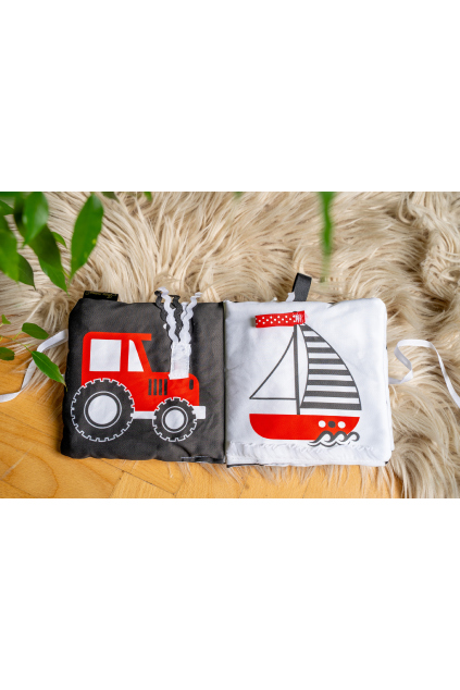 Kontrastní hmatová knížka černobílé leporelo pro miminka