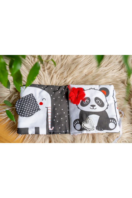 Kontrastní hmatová knížka černobílé leporelo pro miminka