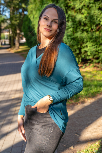 Dámský bambusový zavinovací top – petrolejový xxlarge