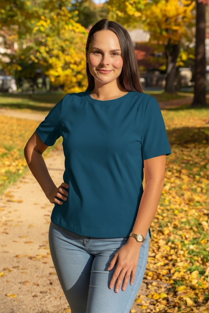 Bavlněné kojicí tričko se skrytými zipy petrolejové | Jsem máma