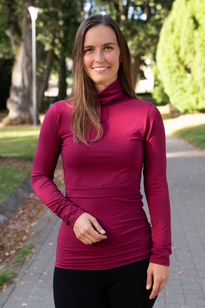 Červený kojící bambusový rolák česká výroba