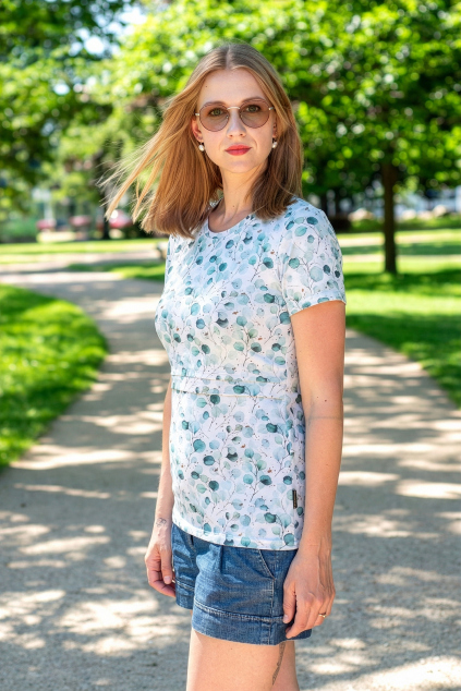 Bavlněné kojicí tričko eukalypt | Jsem máma