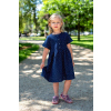 Mušelínové dětské šaty, tmavě modré s puntíčky | Jsem máma