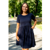 Společenské kojící a těhotenské šaty tmavě modré na svatbu na křtiny bavlněné