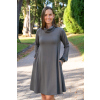 Teplé kojící a těhotenské šaty zimní šaty na kojení se skrytými zipy šedé