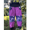 Dětské softshellové kalhoty, jeřábi na fialové
