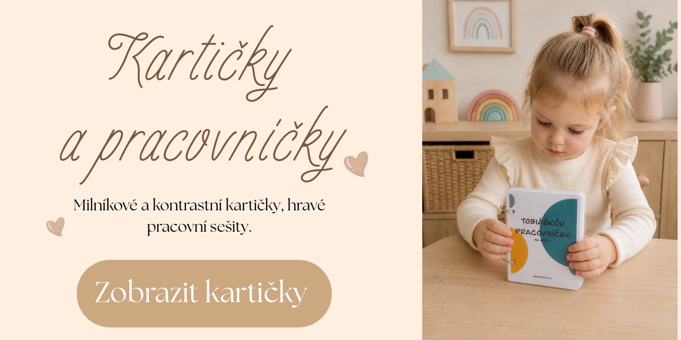 Milníkové a kontrastní kartičky, hravé pracovní sešity.