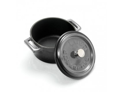 LAVA METAL Litinový mini hrnec kulatý 10 cm - šedá majolika