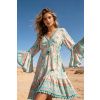 robe mi longue a imprime avec manches en eventail col v avec lanieres vert d eau 6a5108bedea1d