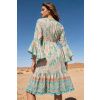 robe mi longue a imprime avec manches en eventail col v avec lanieres vert d eau 6a5108beecce3