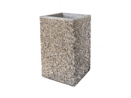 Betonový hranatý koš z vymývaného betonu