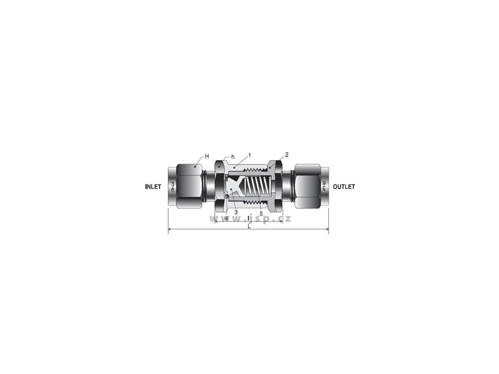 Zpětný ventil DK-LOK řady V33 otevírací tlak 0,02 bar