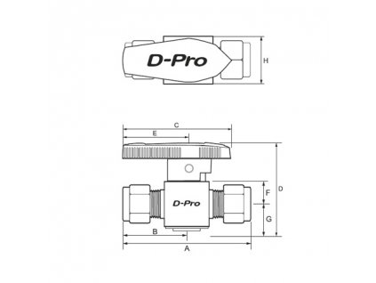 Kulový ventil DK-lok řady V23 s vnitřním závitem ¼“NPT