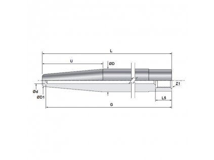 Teploměrová jímka kuželová k zavaření s vnitřním vývrtem 6 mm / závit M20x1,5 / L 200 mm / 1.0425