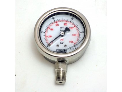 MB801 Manometr 63mm / 100bar / G1/4" / glycerin / vnitřní tlumič tlakových rázů